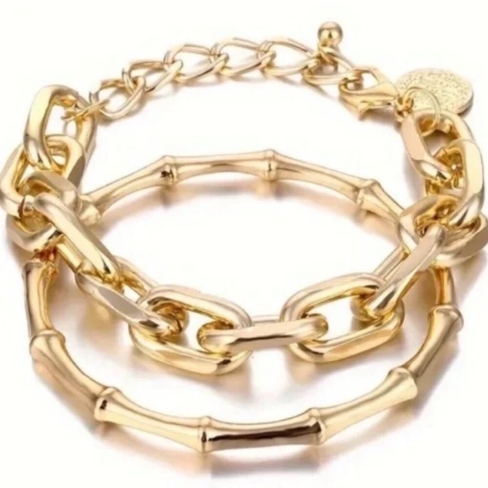 Gold Bamboo Bracelet Stack Set - image 1